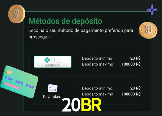 O cassino 20BR oferece uma grande variedade de métodos de pagamento